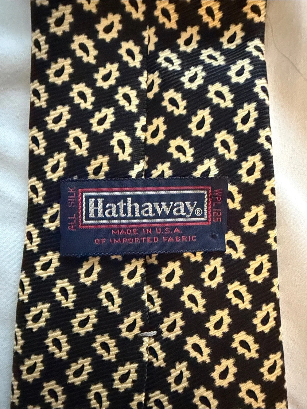 Black Tie with Yellow Floral Medallion Pattern